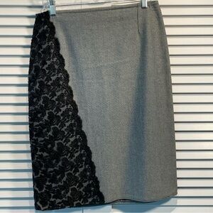 Floral Black Lace Panel Pencil Skirt Officesiren Corpcore Whimsigoth Size Large